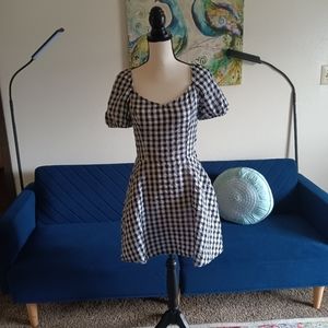 Checkered Print Spring Dress